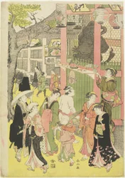 (Tłum przy bramie świątyni Asakusa), 1782-1798